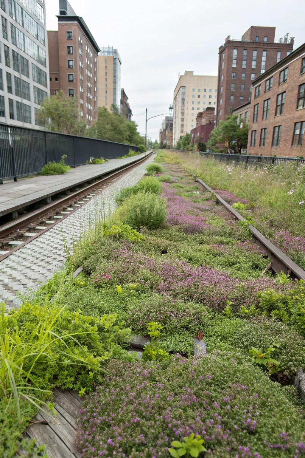 Ground covers like creeping thyme provide a lush, weed-resistant base.