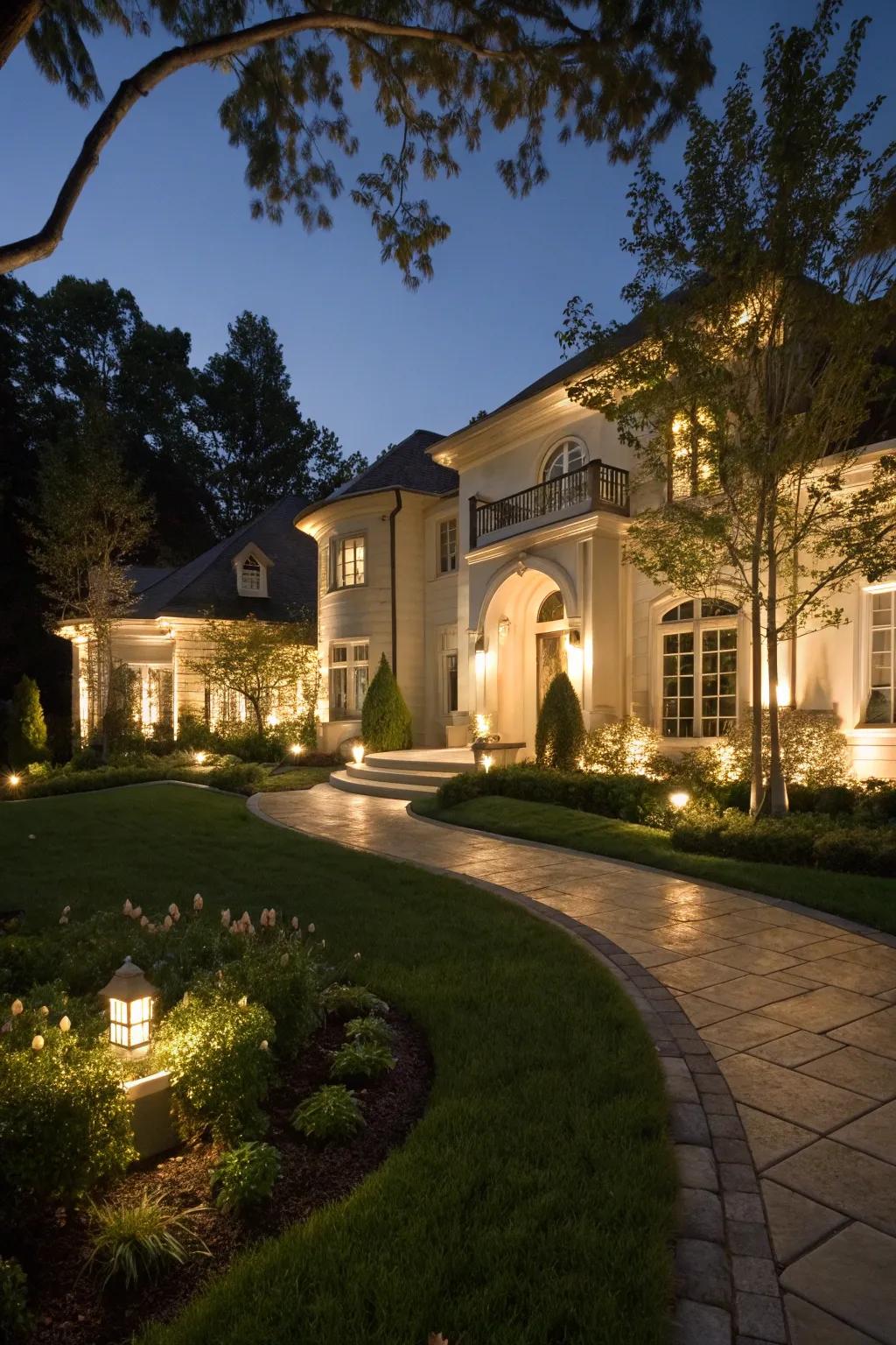 Enchanting lighting that highlights architectural elegance.