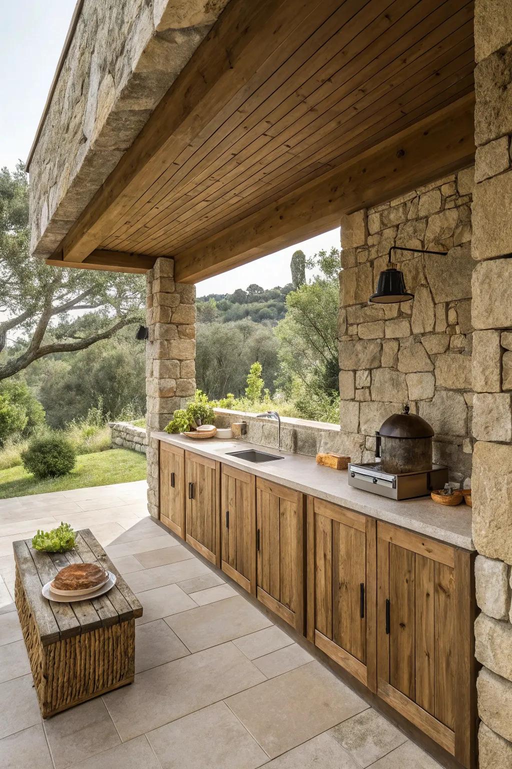 Natural elements create harmony between your kitchen and the surrounding environment.