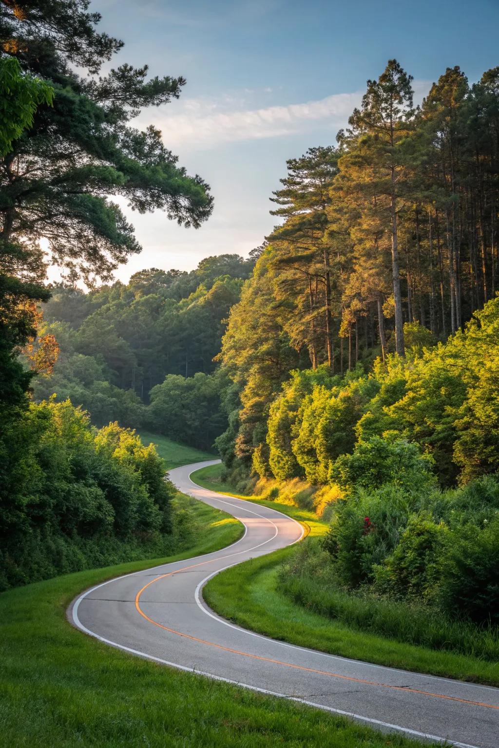 Curved paths create a natural and inviting landscape.