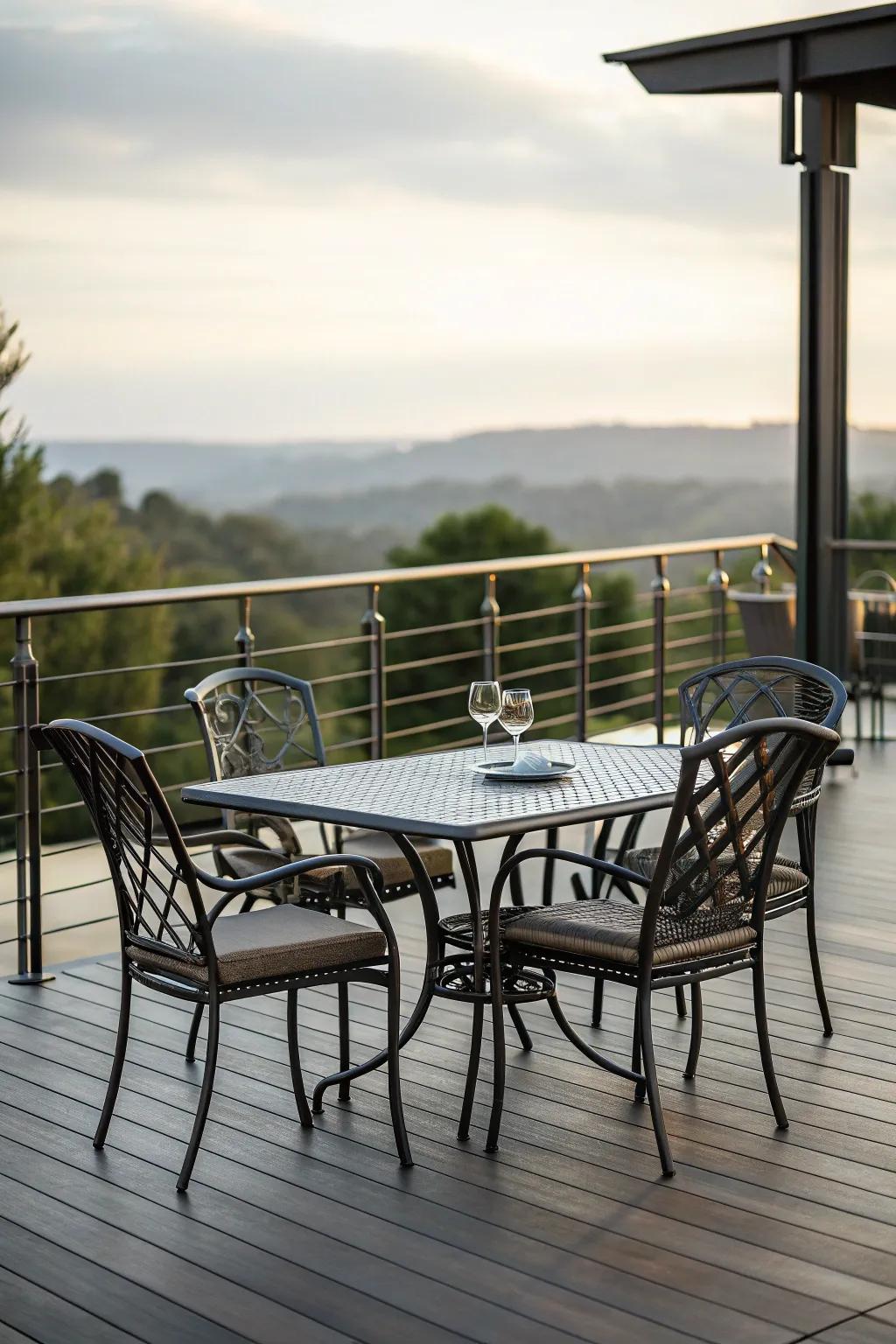 Metal furniture is both durable and stylish for outdoor settings.