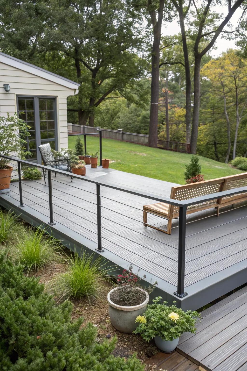 Minimalistic metal skirting offers a clean, modern look.