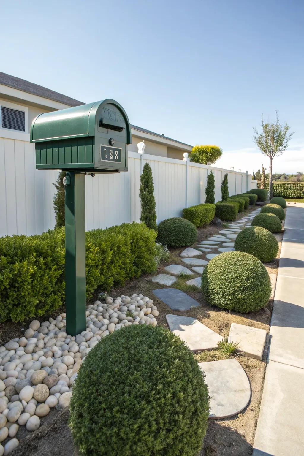A mailbox set in a beautifully landscaped setting, creating curb appeal.