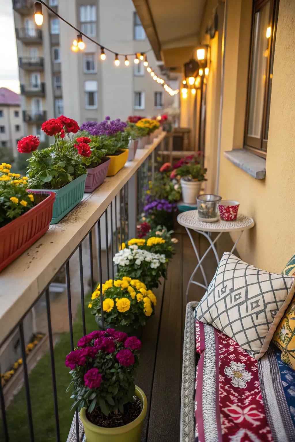 Brighten your balcony with vibrant color accents.