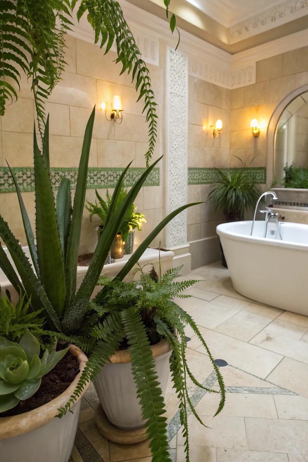 Greenery enhances your mini spa with a touch of nature.