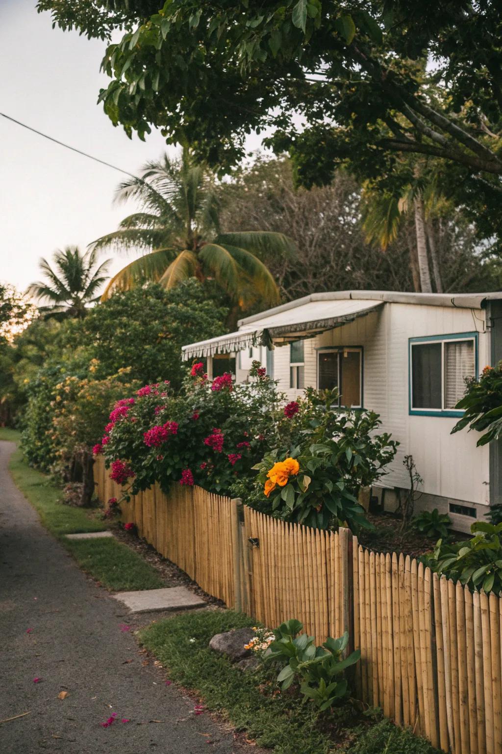 Bamboo fences offer an eco-friendly, tropical vibe.