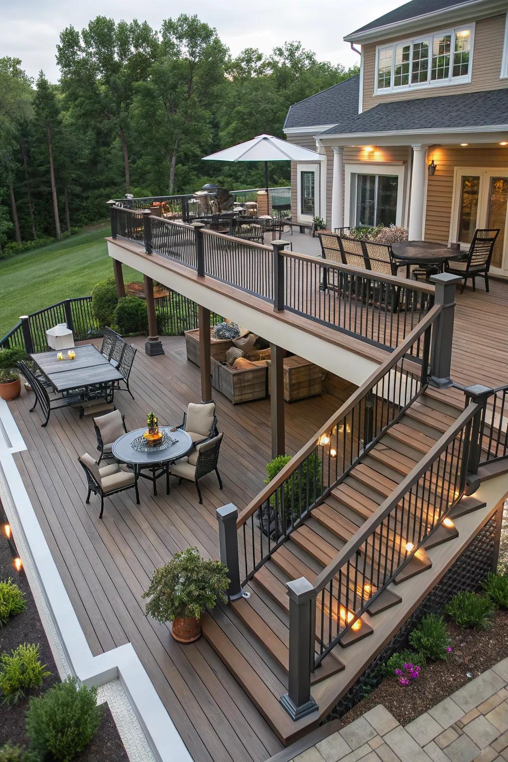 Multi-level decking offers depth and dynamics to your space.