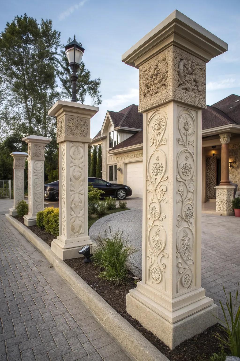 Custom artistry turns pillars into personal statements.