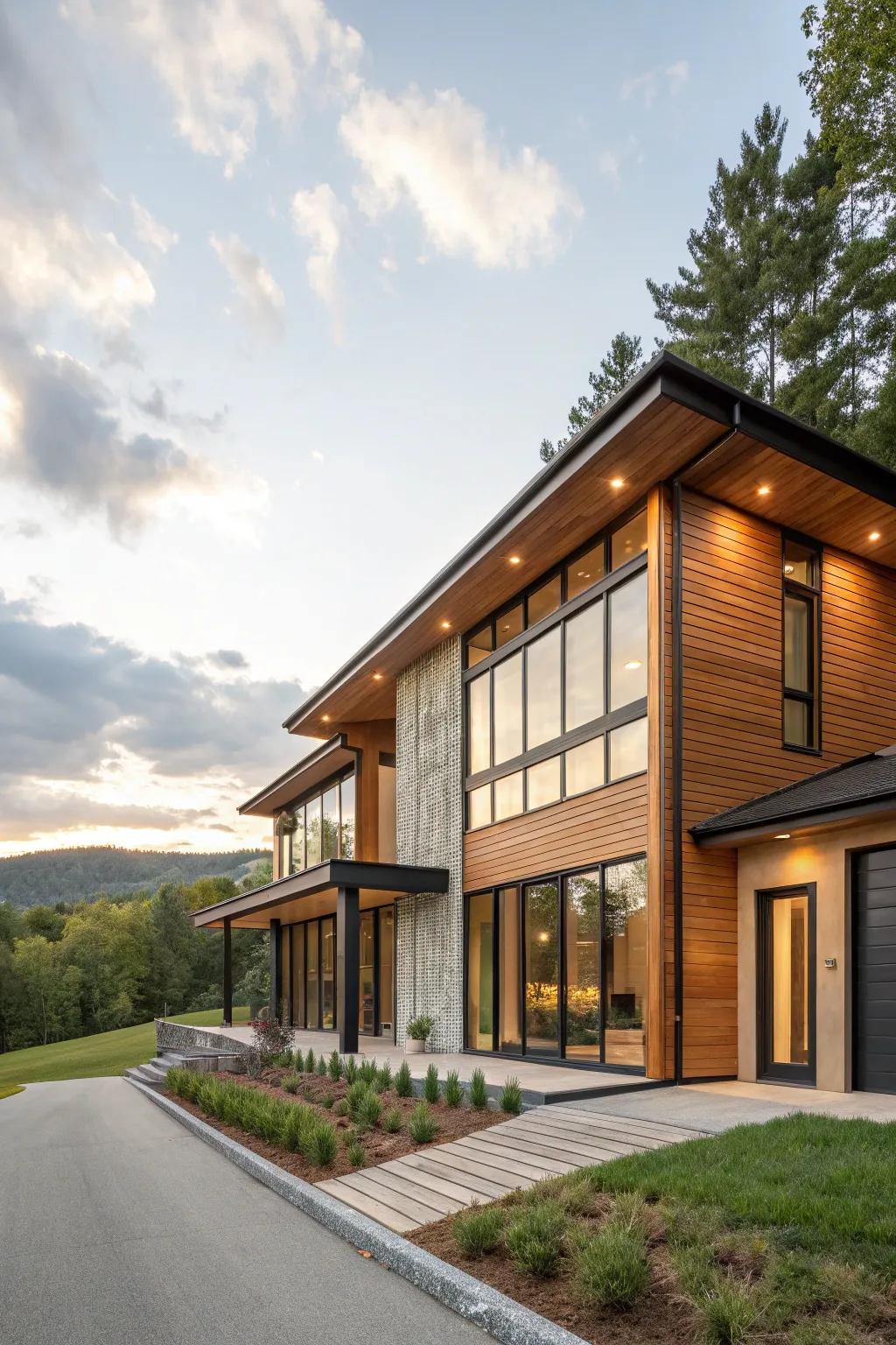 Warm wood tones add coziness and depth.