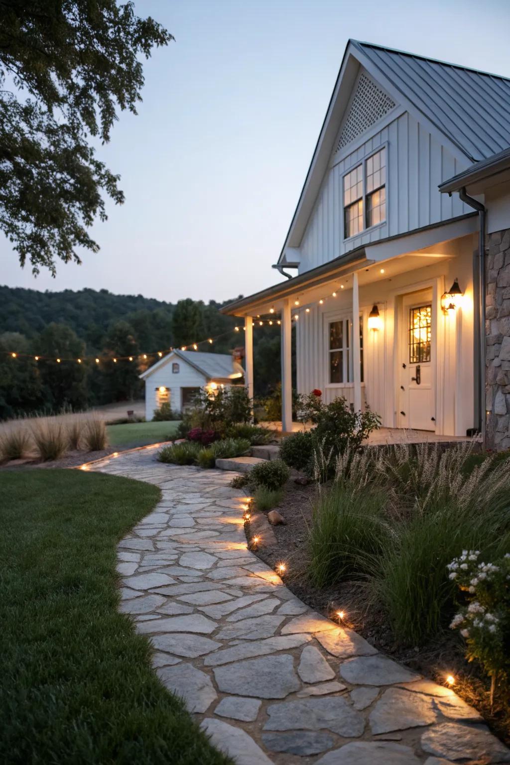 Ambient outdoor lighting brings your landscape to life after dark.