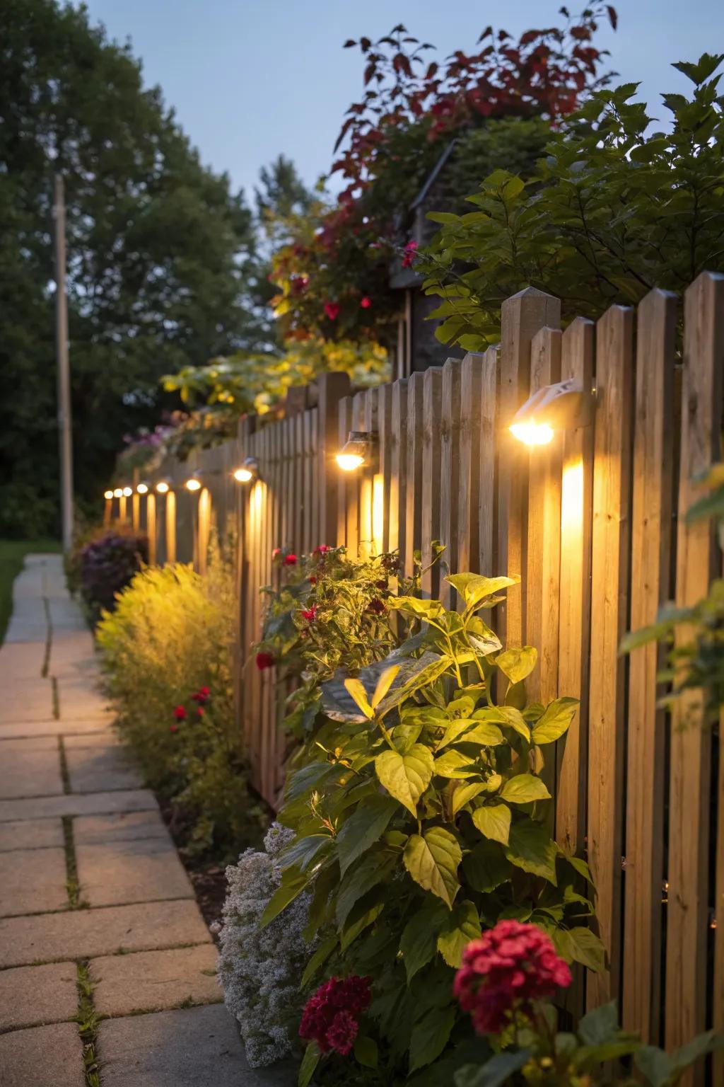 Spotlights create drama and focus on key garden features.