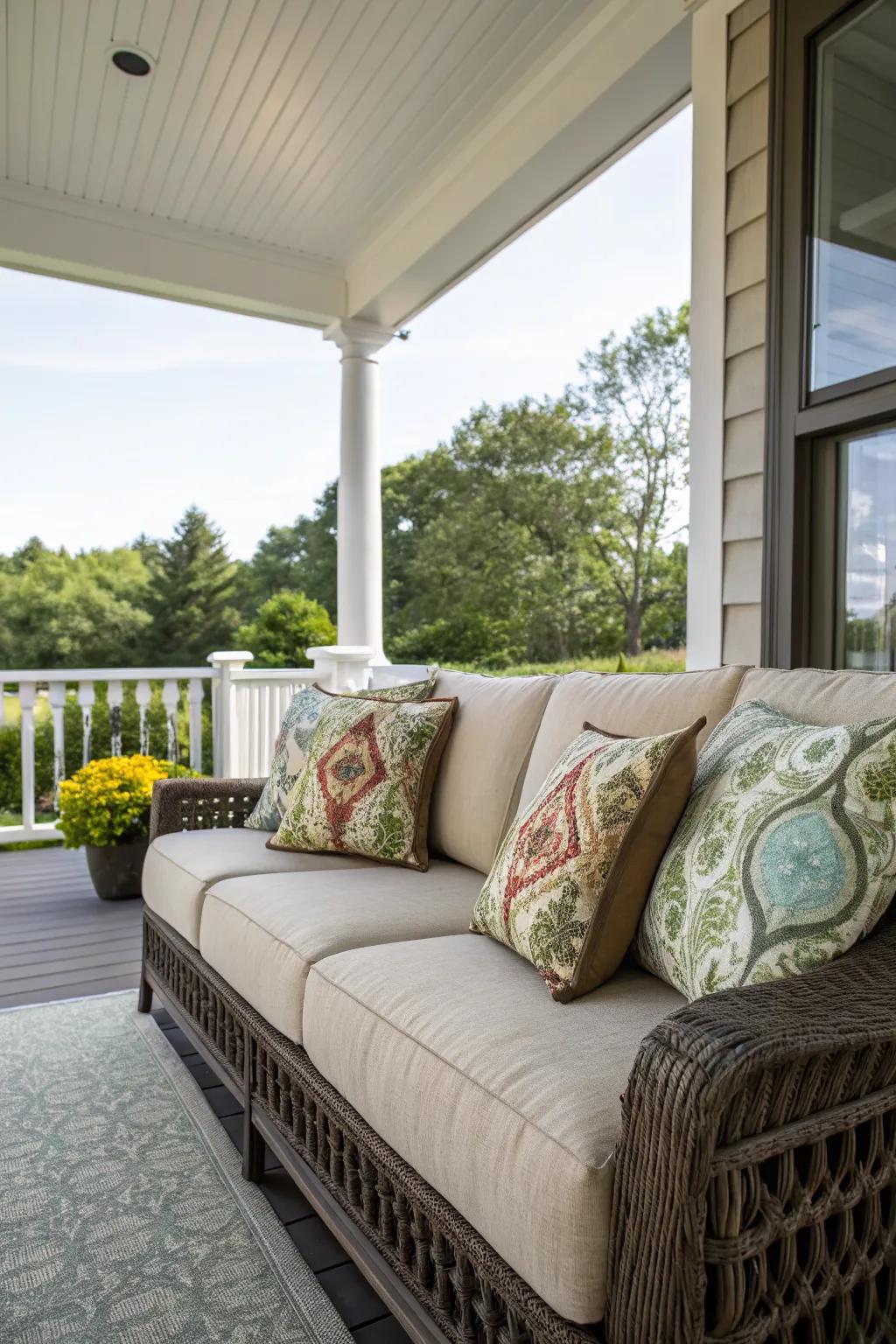 Deep seating designs offer living room comfort outdoors.