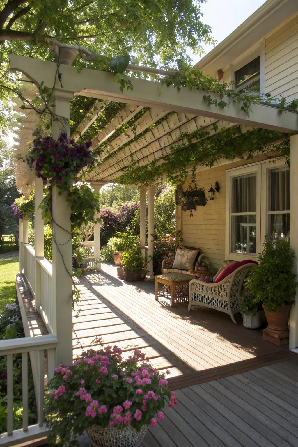 Stay cool and comfortable under a well-shaded pergola.