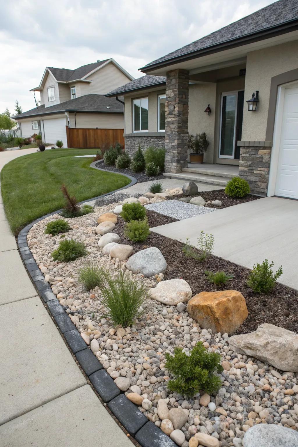 Decorative rocks add natural beauty and interest.