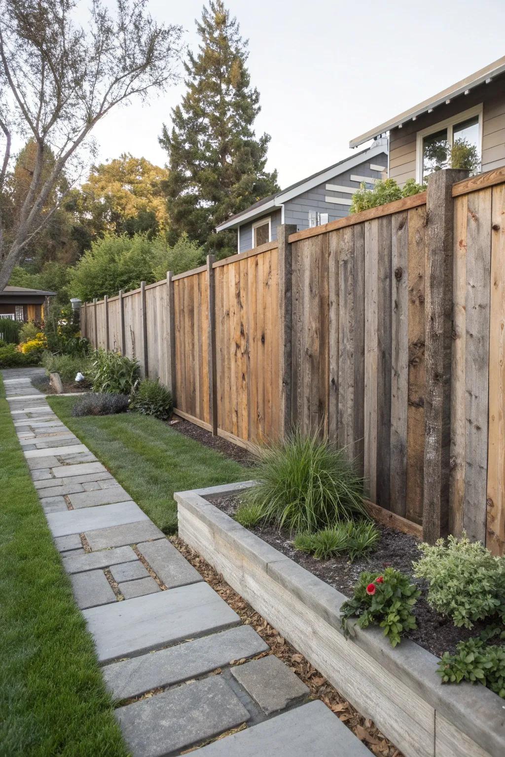 Reclaimed wood fences bring history and warmth to your outdoor space.