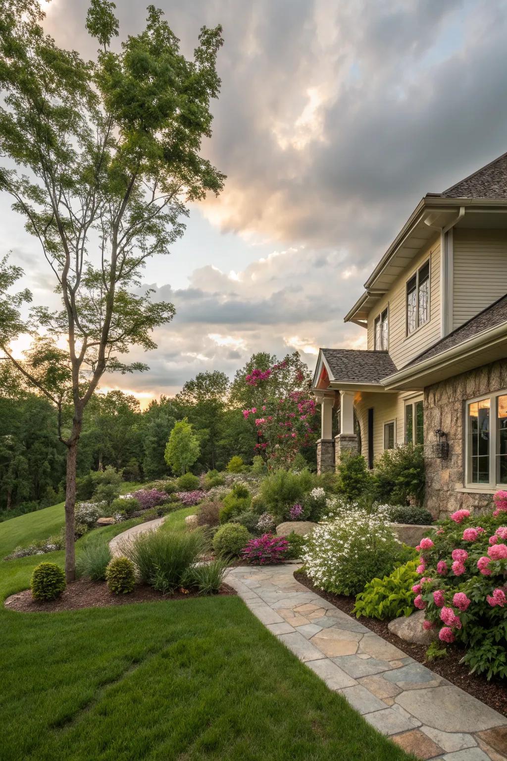 A home seamlessly integrated with its surrounding landscape.
