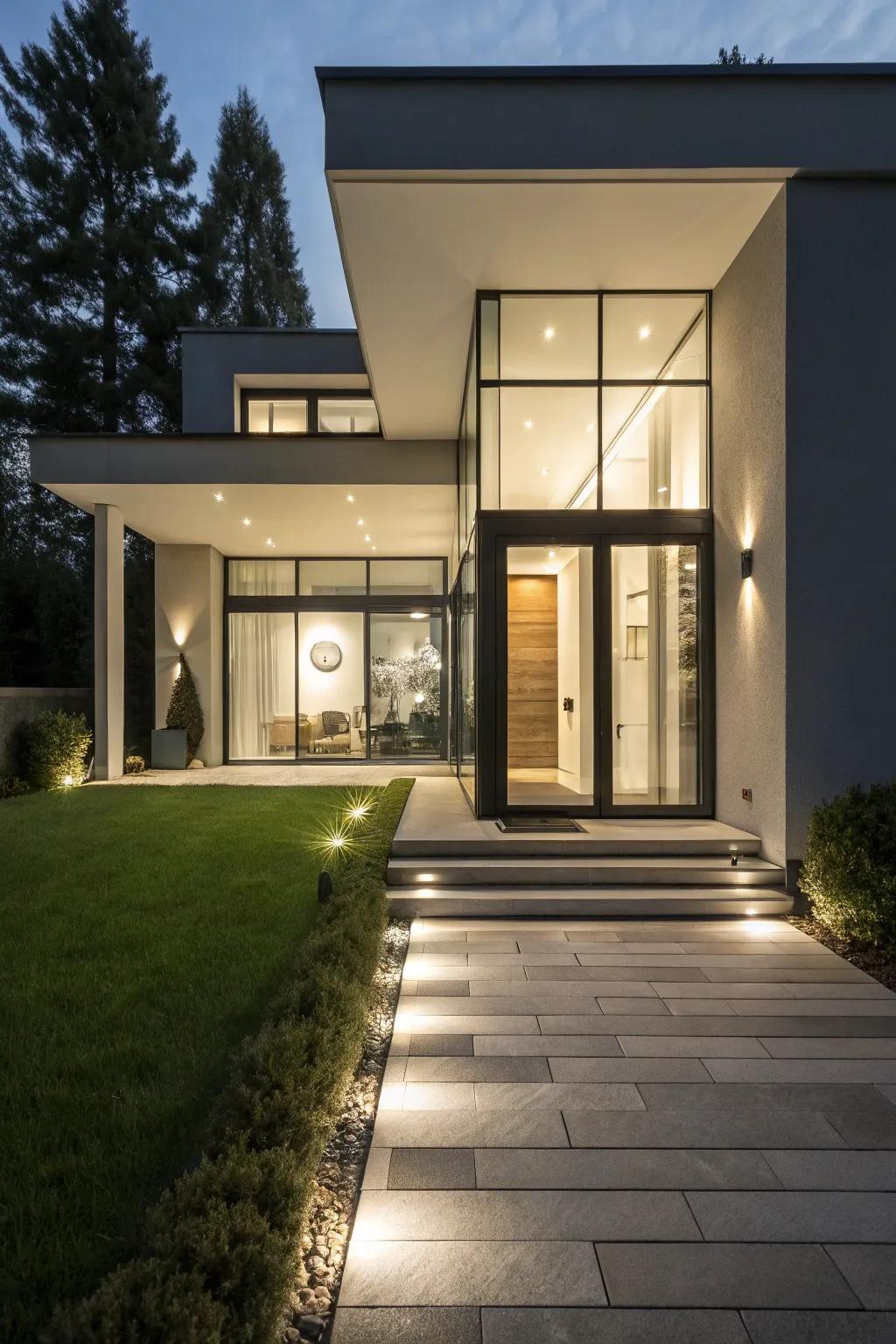 Strategic lighting that elevates the entrance.
