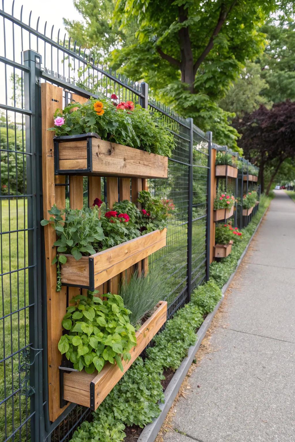 Vertical garden fence with metal and wood