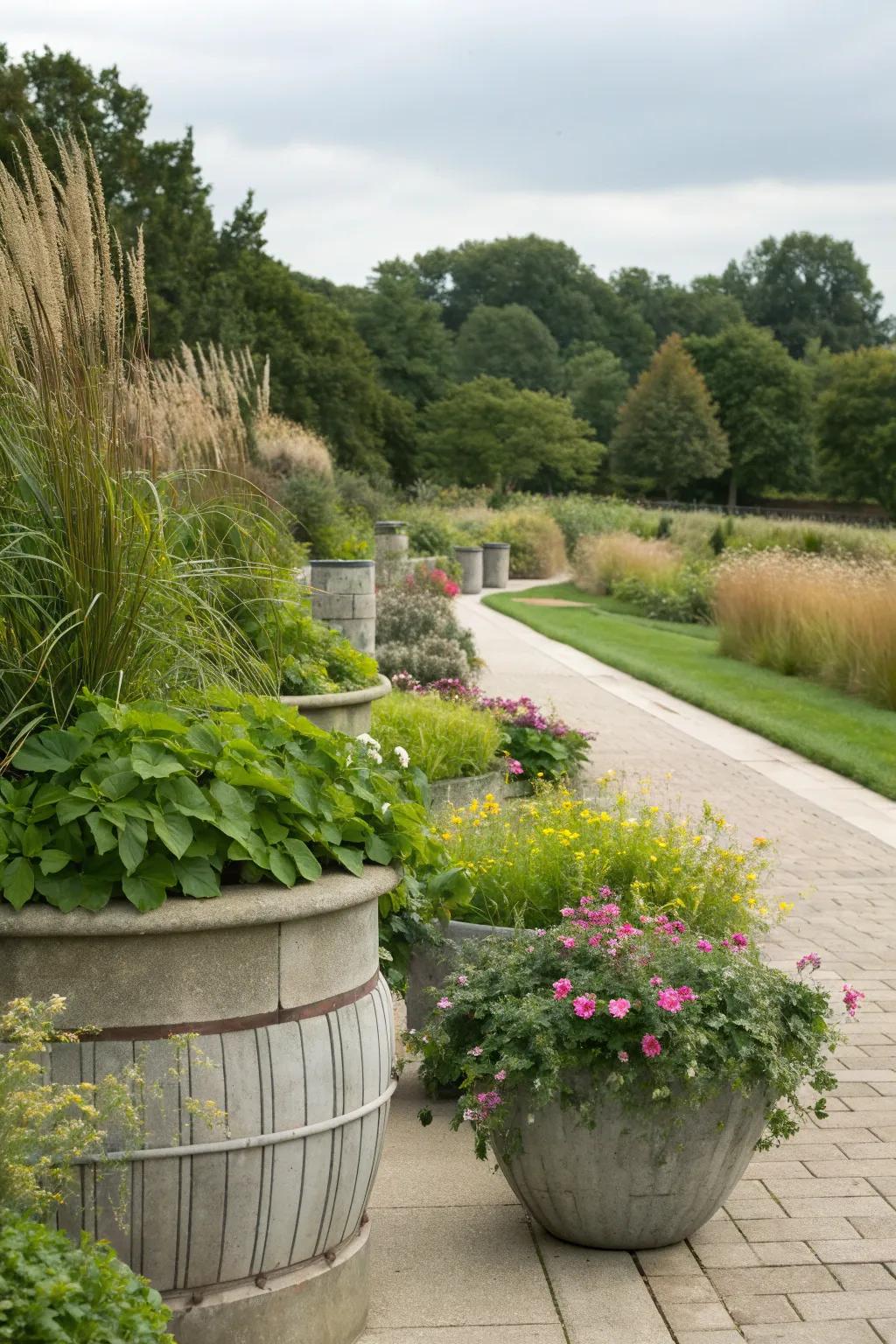 Lush greenery brings life to any modern planter.
