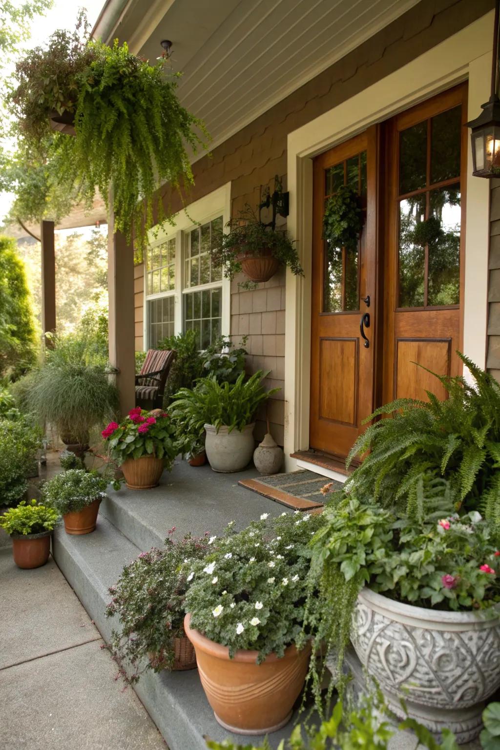 Greenery adds life and freshness.