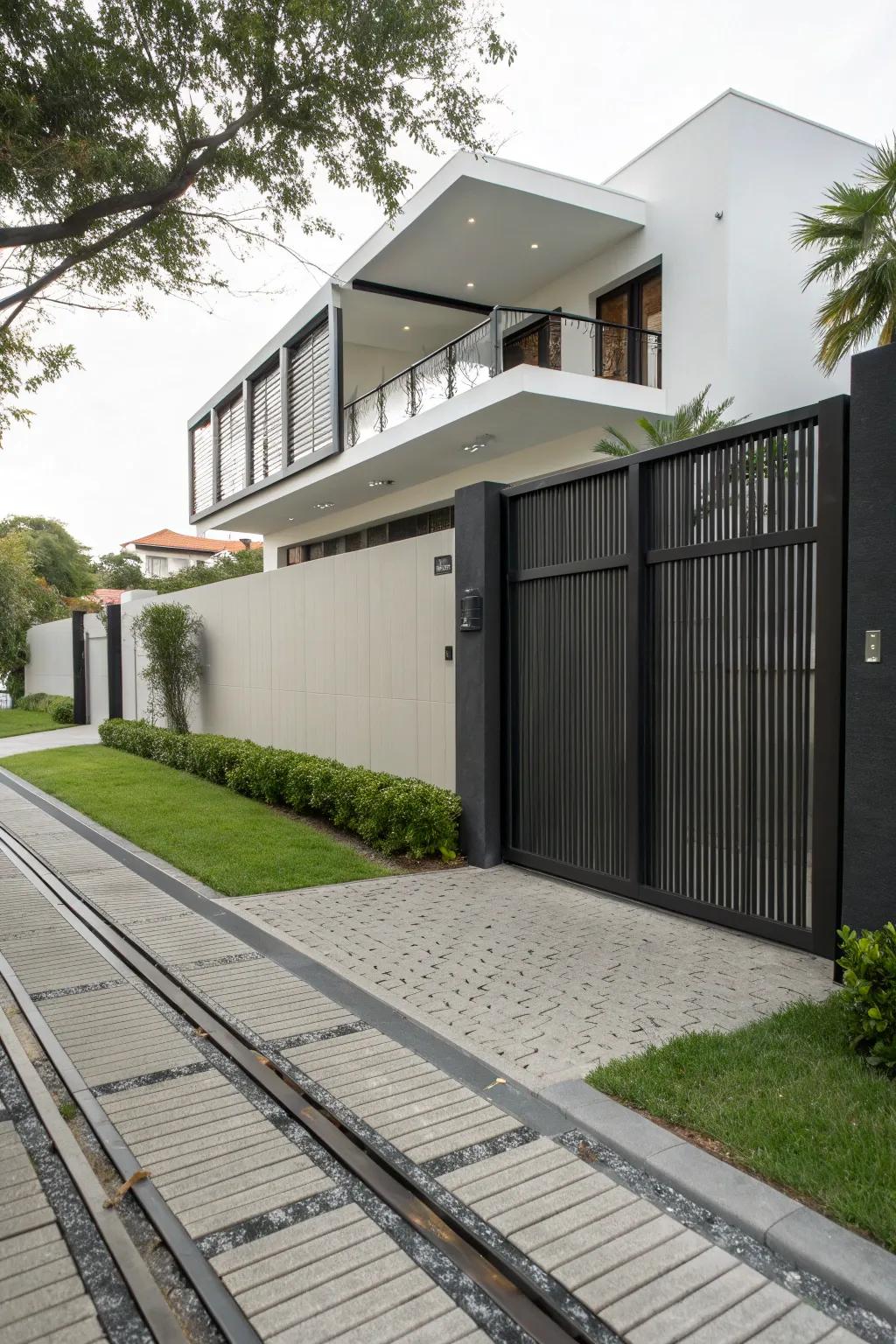 Hidden tracks for a clean and sleek sliding gate.