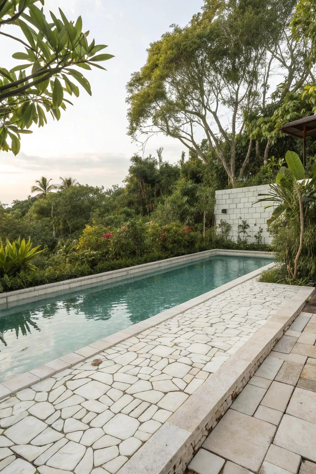 Natural stone-look white tiles blending elegance and nature.
