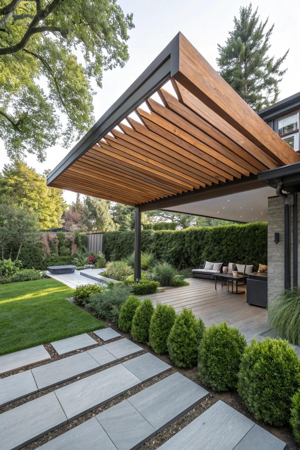 Unique angles and slopes bring a dynamic touch to this modern awning.