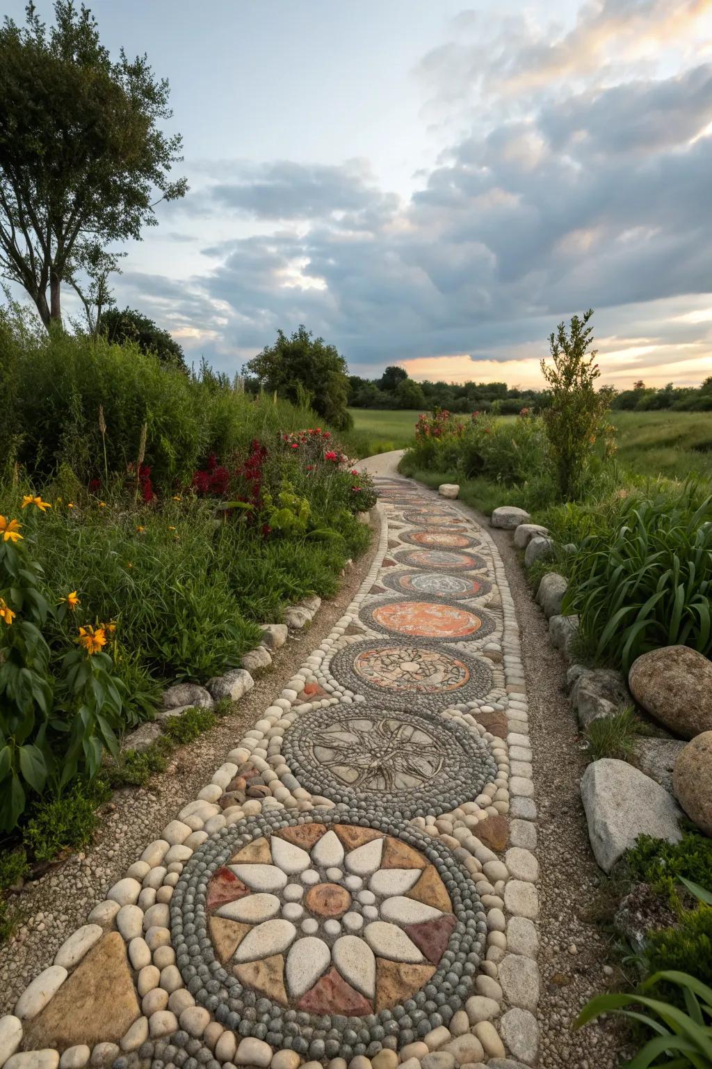 Natural stone mosaics bring a rustic charm to your garden