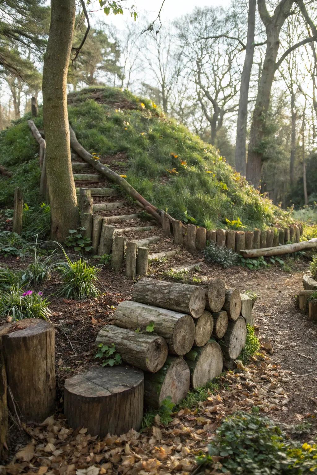 Rustic elements lend a cozy charm to mounds.