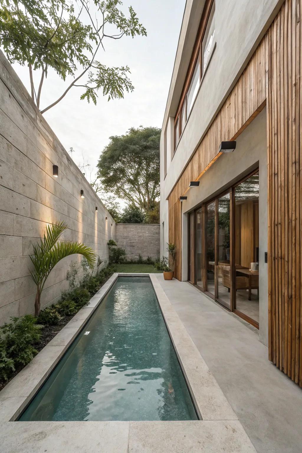 A modern minimalist pool with clean lines and simple elegance.