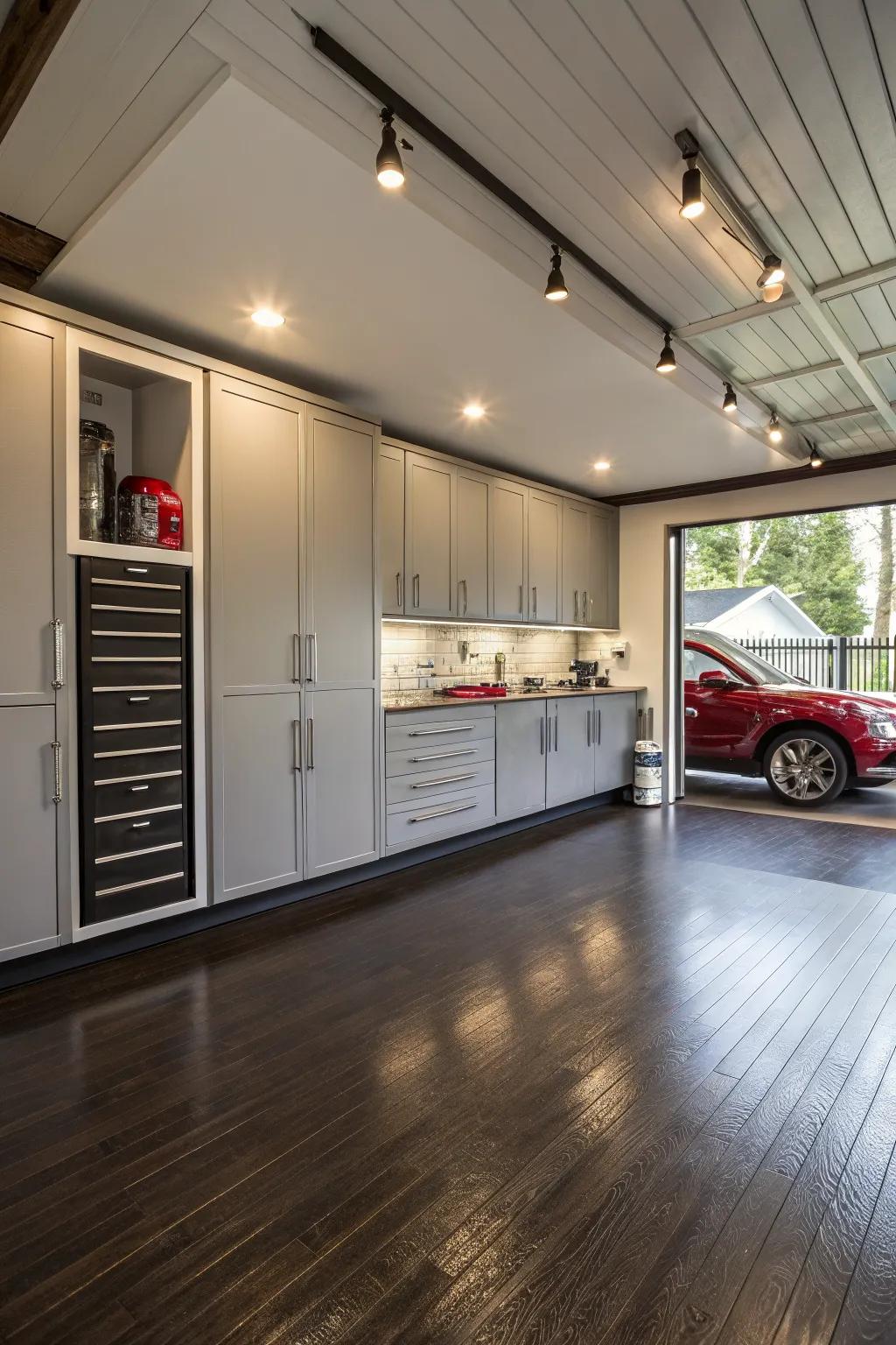 A garage featuring premium materials for a high-end look.