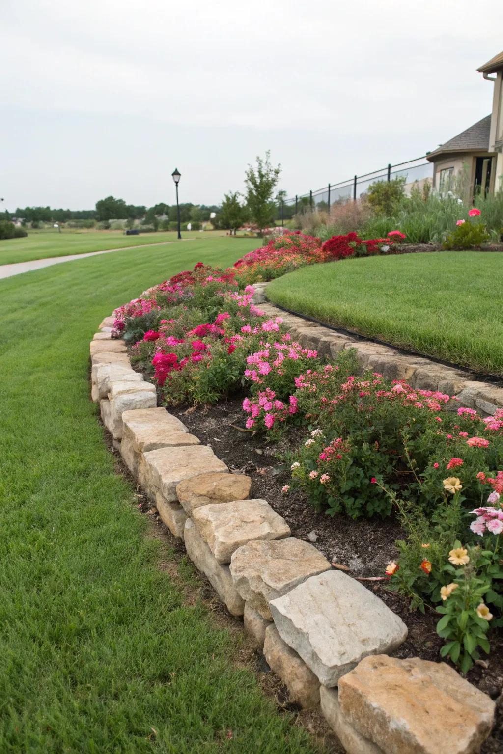 Structured edging provides a clean finish to this flower bed.