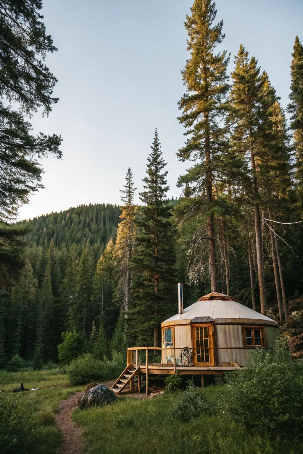 Explore alternative structures like yurts for a unique off-grid experience.