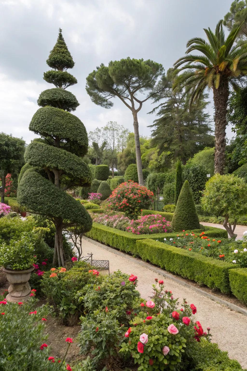 Add artistic flair with oleander topiaries.