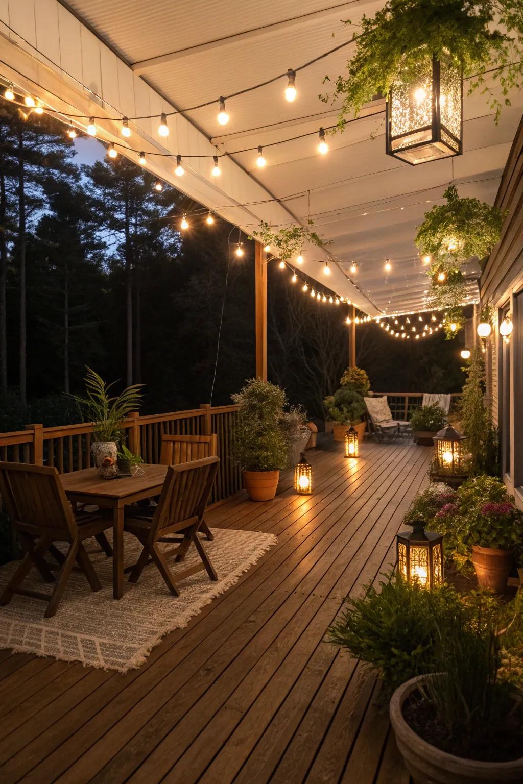 Set the mood with ambient lighting on your deck.