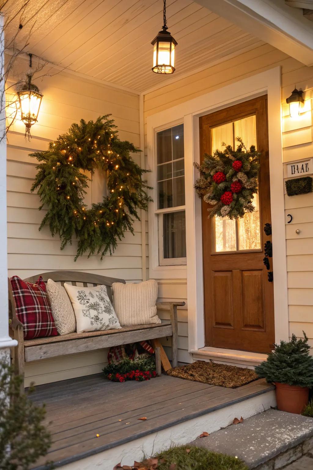 Seasonal decor brings a fresh vibe to the porch.
