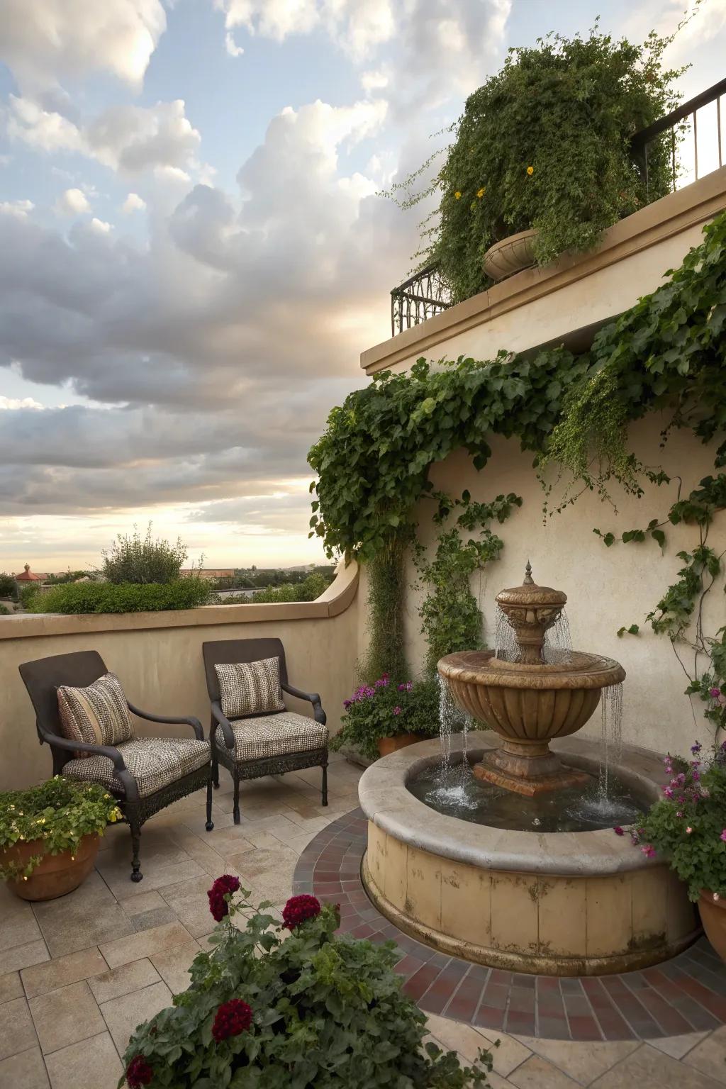A water feature adds tranquility and a soothing sound to your space.
