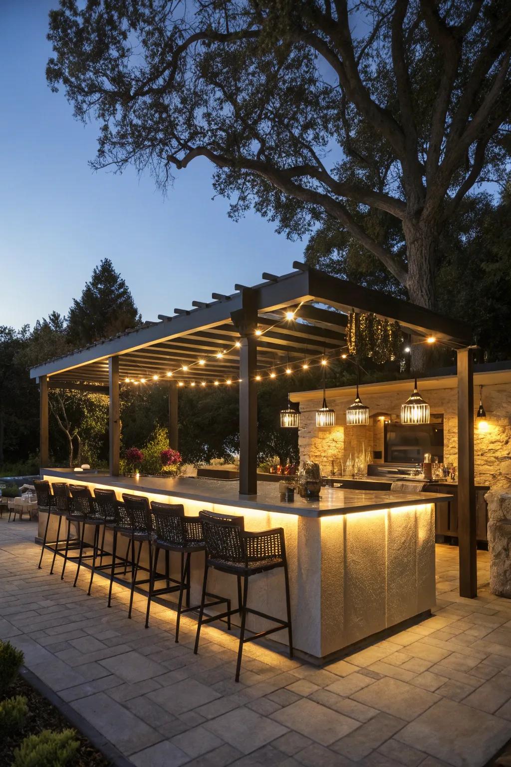 Pergola lighting combines elegance with practicality.