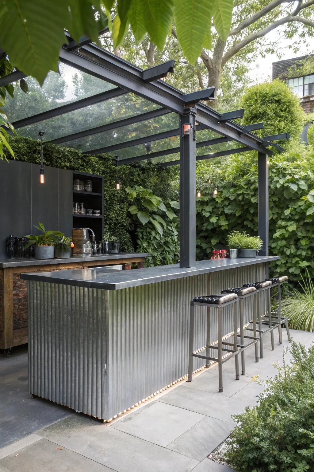 Modern industrial charm with metal accents.