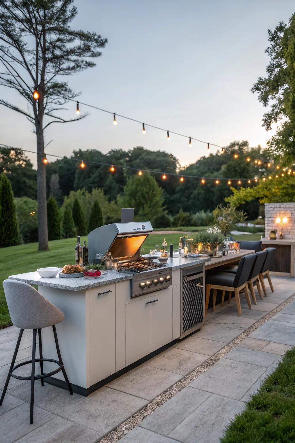 Porcelain countertops offer chic durability.