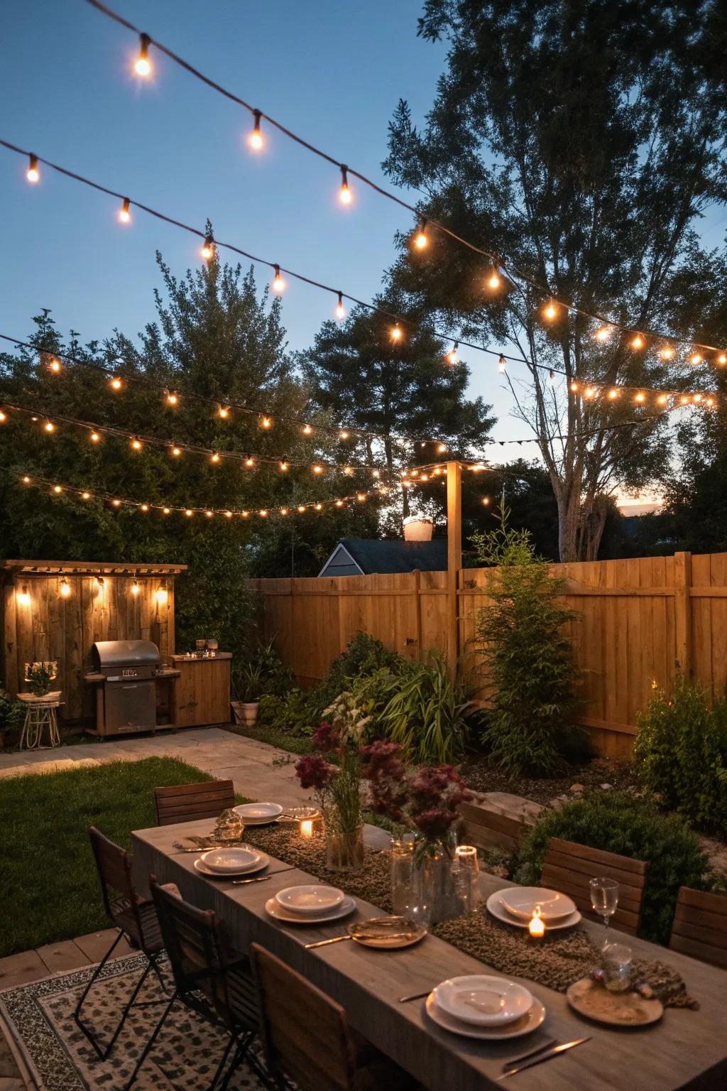 Create a magical ambiance with string lights.