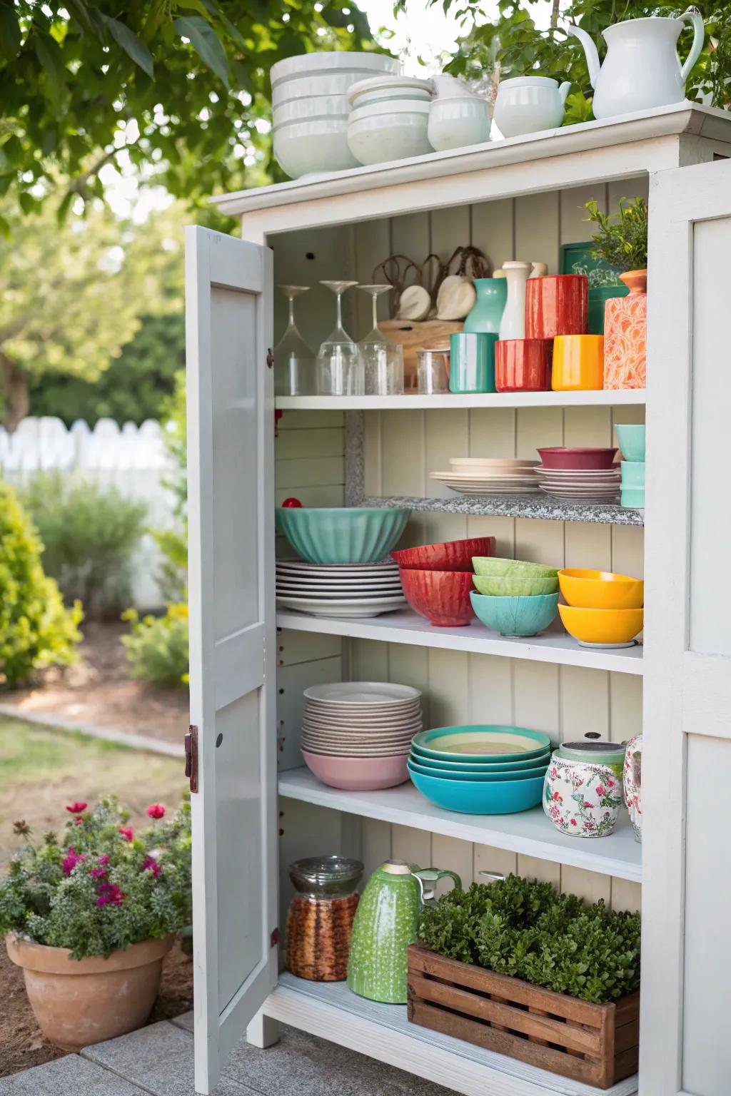Enjoy the convenience of open shelving that keeps your essentials within arm's reach.