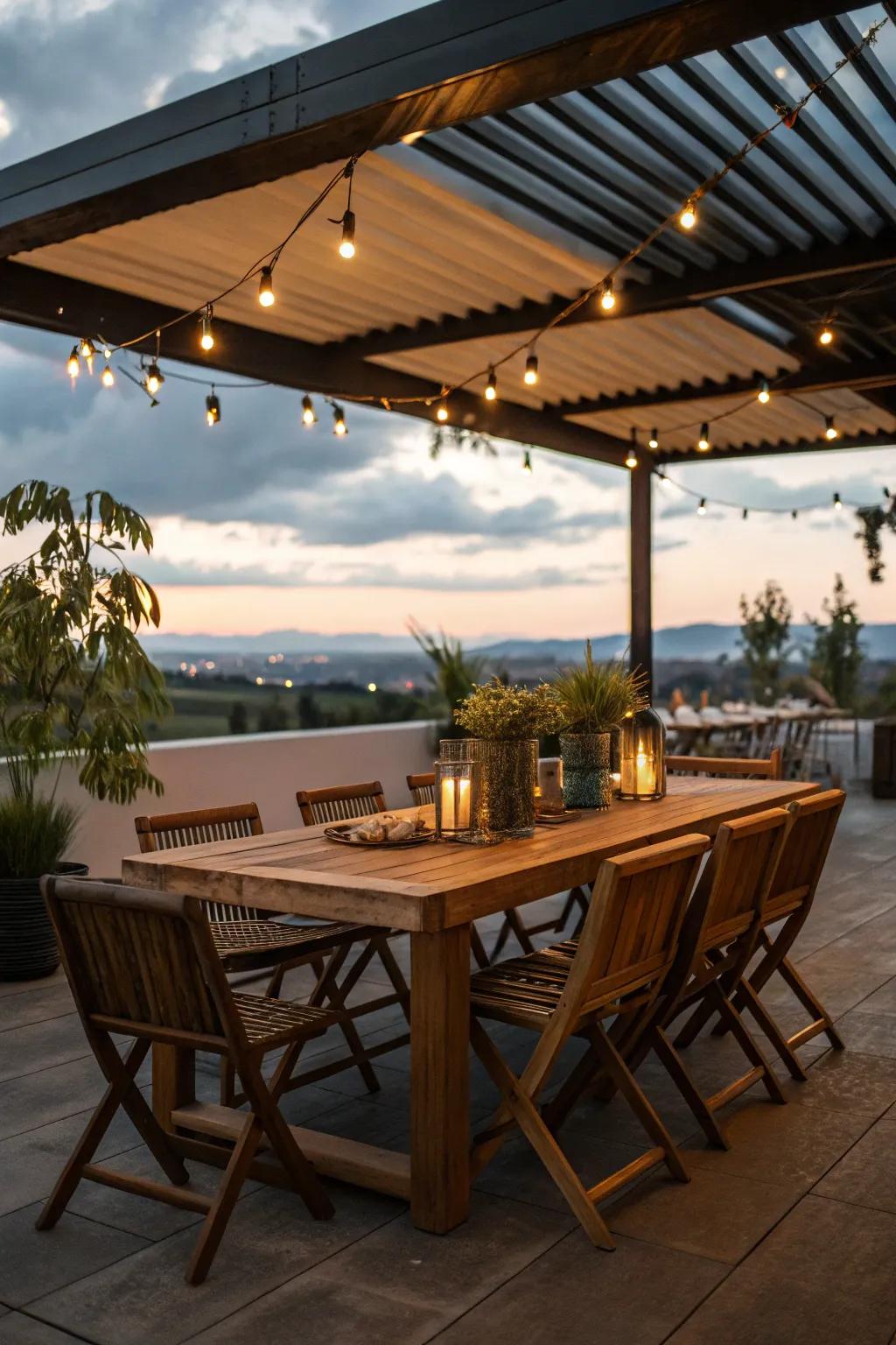 Dine in style with an outdoor dining space.