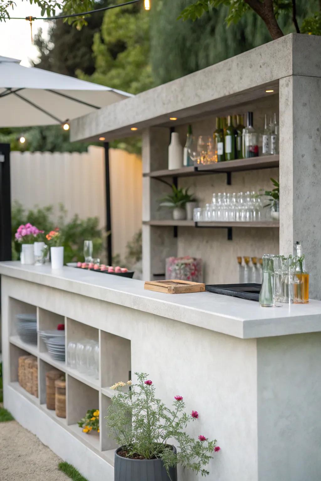 Efficient shelving turns this bar into a functional focal point.