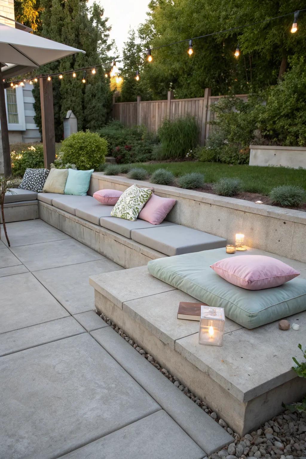 Concrete seating offering practical elegance.
