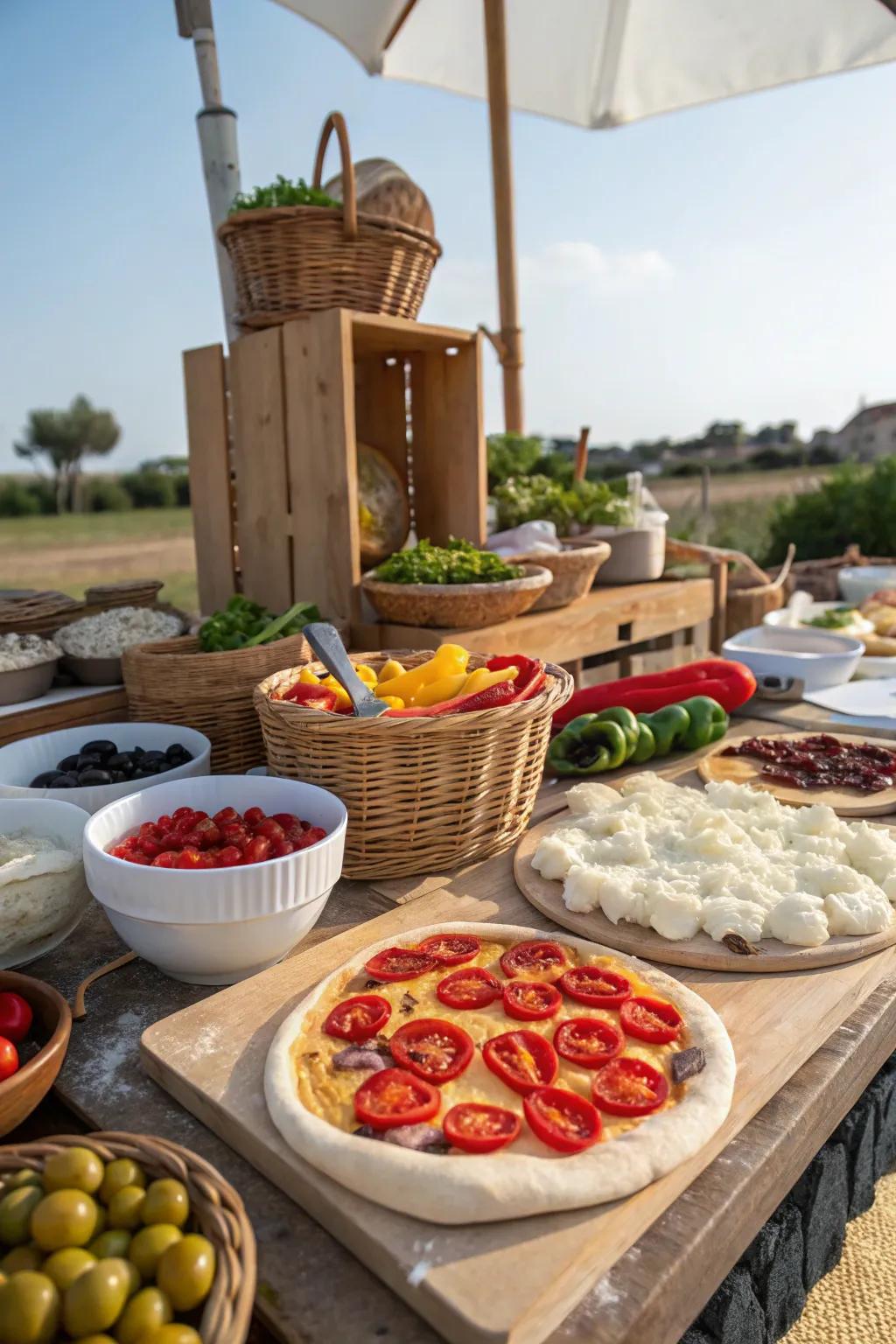 Create your perfect pizza under the open sky.