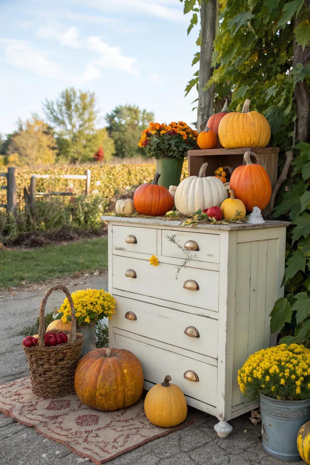 A versatile dresser dressed up with seasonal decorations.