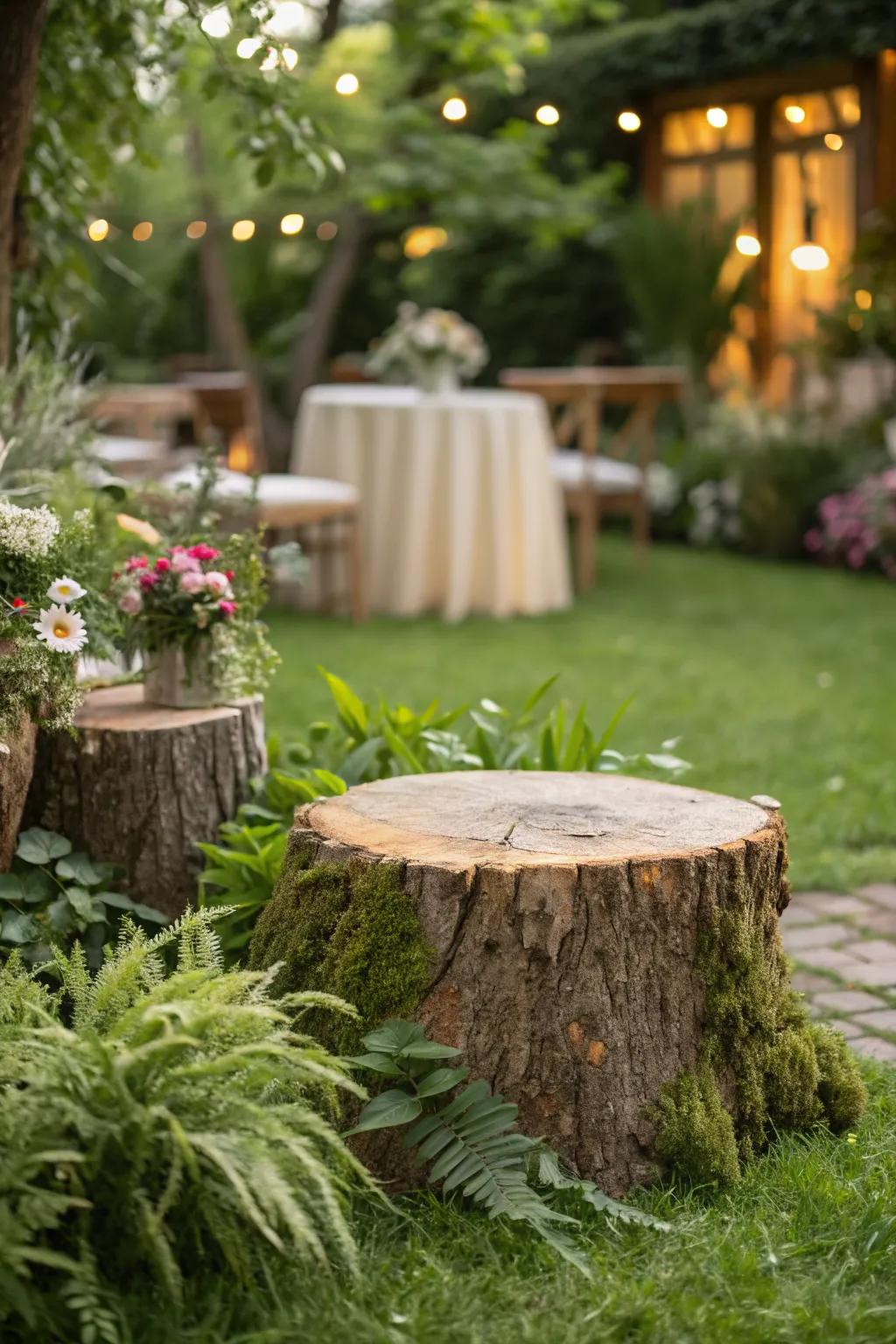 A log slice table connects your patio to nature with its organic texture.