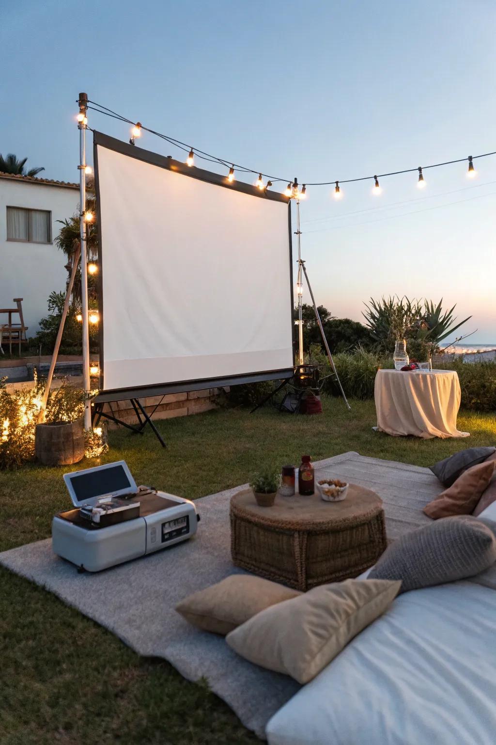 Turn your backyard into a cinematic experience with an outdoor movie theater.
