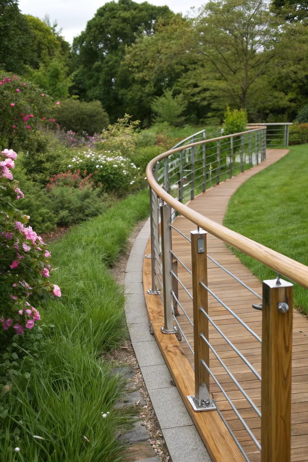 Mixed materials create a unique and personalized railing design.